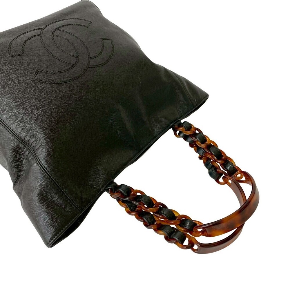 CHANEL Black Caviar Leather Logo Tote Bag - Picture 4 of 10